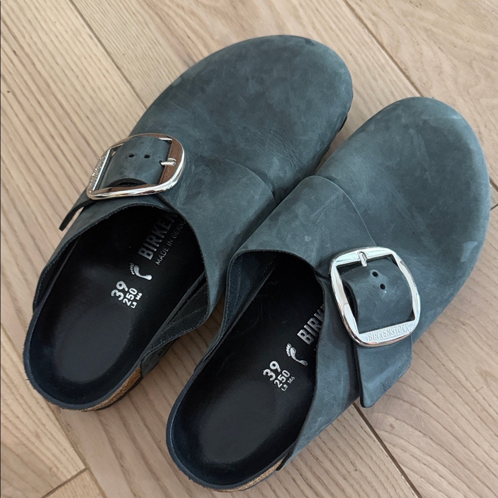 Birkenstock Boston Clogs with Silver Buckles